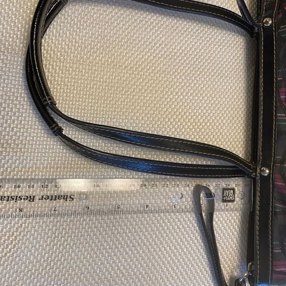 Coach Tartan plaid  tote bag logo glitter leather and canvas designer - Picture 7 of 16